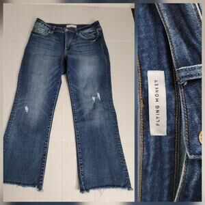 Flying Monkey Jeans Womens SZ 30 Ankle Straight High Rise Fray Hem Stretch
